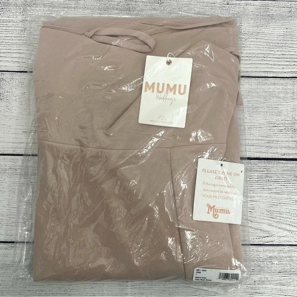 Show Me Your Mumu Madrid Gown Dusty Blush Stretch Bridal Formal Size Large NEW - Picture 5 of 10